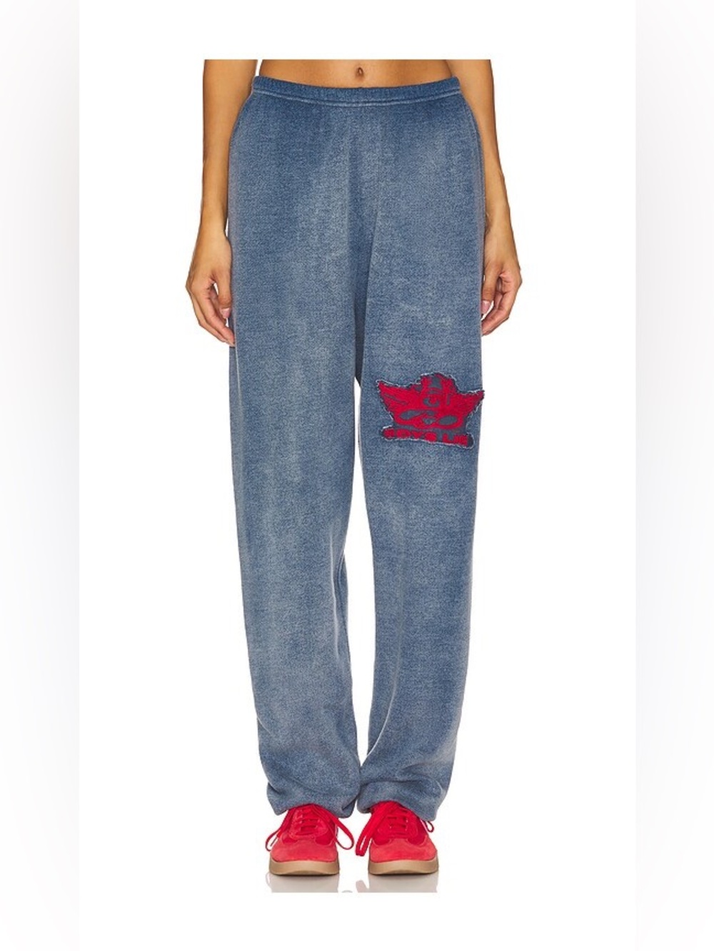 Boys Lie Blue Terry Joggers with Red Logo Patch